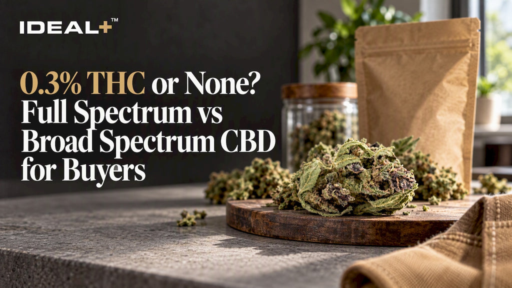 Full-spectrum CBD flower on sampling counter