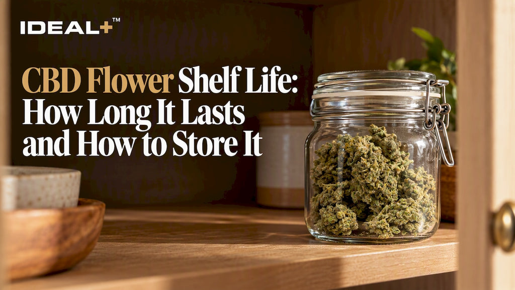 CBD flower stored in an airtight glass jar